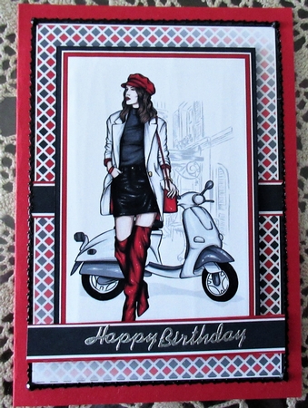A5 Sexy Red Long Boots Card Front, Ribbon, Topper & Sentiments  by Wendy De Winter