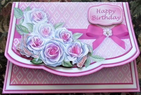 White and Pink Roses - Flapover Card Mini Kit by Wendy De Winter