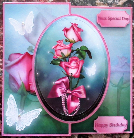 Pink Roses - Offset Front Card Mini Kit by Wendy De Winter