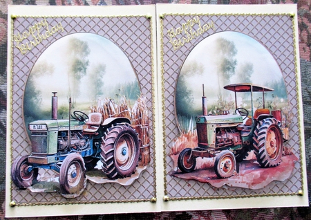 2 Tractor scene card front/toppers 1 by Wendy De Winter