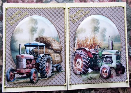 2 Tractor scene card front/toppers 2 by Wendy De Winter