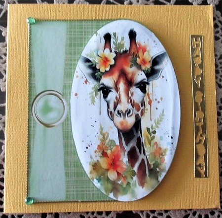 Cute baby giraffe card front by Wendy De Winter