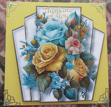 7x7 Art Deco Watercolour Bouquet - Yellow & Sky Blue by Wendy De Winter