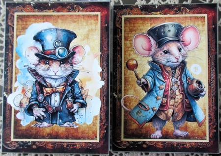 2 Steampunk mouse notelets 2 by Wendy De Winter