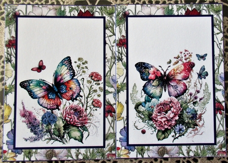 2 Purple butterfly notelets(with room for message) 2 by Wendy De Winter