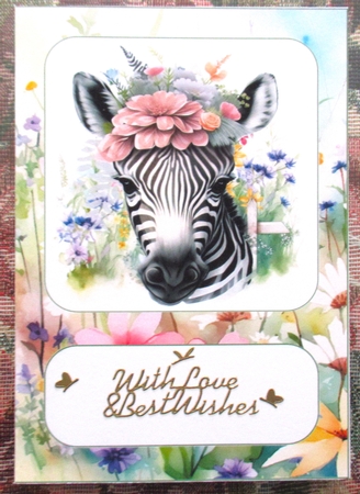 Floral animal cut and fold card(with space for sentiment) 5 by Wendy De Winter