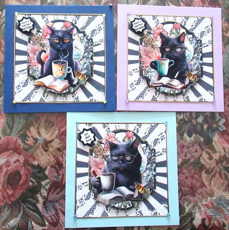 Black cat reading with his morning coffee 5 sheets in the kit by Wendy De Winter