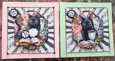 Black cat reading with his morning coffee 5 sheets in the kit by Wendy De Winter