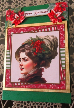 Christmas Ladies Quick Card for Friend with decoupage and sentiments by Wendy De Winter