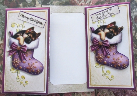 Puppy Christmas Stocking Money Card Kit-18 by Wendy De Winter