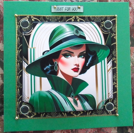 Ladies Art Deco 6x6ins Panel Topper 7 by Wendy De Winter