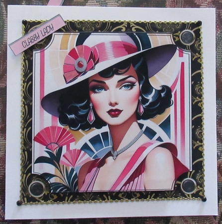 Ladies Art Deco 6x6ins Panel Topper 13 by Wendy De Winter