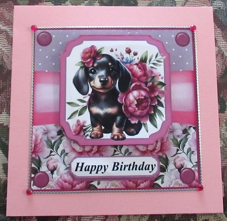 Peony pup card front 1 by Wendy De Winter
