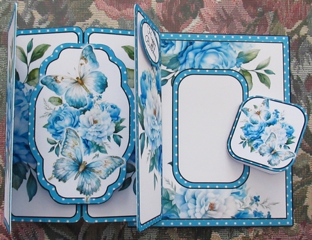 Pretty Blue Butterflies Gatefold Popout Card by Wendy De Winter