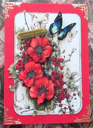 Butterfly & Poppies All Occasions A5 Card Topper & Decoupage by Wendy De Winter