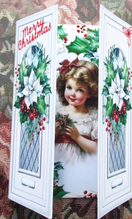 Pretty Christmas Vintage Angel With White Poinsettias Gate Fold (FOUR) by Wendy De Winter