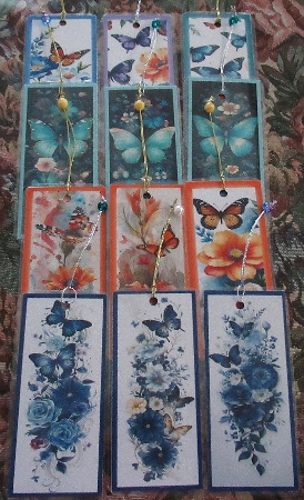 12 x Butterflies & Flowers DL Toppers or Bookmarks by Wendy De Winter
