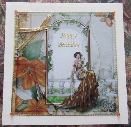 Art Deco Lady Lola 7x7 Quick Card Gold Insert by Wendy De Winter