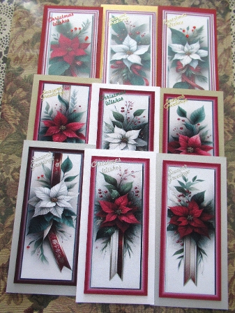 Red & White Poinsettia DL Toppers & Bookmarks x 9 by Wendy De Winter
