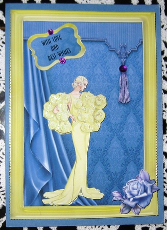 Art Deco Lady in Gold Frame Card Front by Wendy De Winter