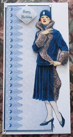 Vintage Blue Lady Large Dl with Decoupage by Wendy De Winter