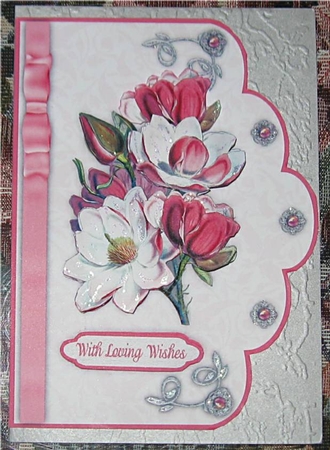 Magical Magnolia Scallop Edge Card Front by Wendy De Winter