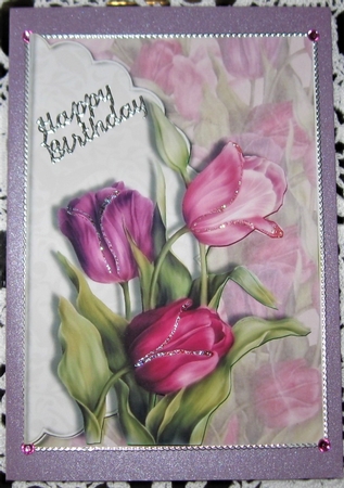 Beautiful Tulips Scalloped Edge Envelope Card by Wendy De Winter