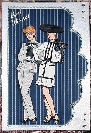 Here Come the Girls Scallope Edge Curve Card by Wendy De Winter