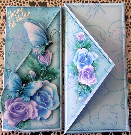 Wings N Roses Teardrop Card Kit in Blue by Wendy De Winter