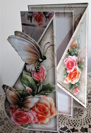 Wings N Roses Teardrop Card Kit in Cream by Wendy De Winter