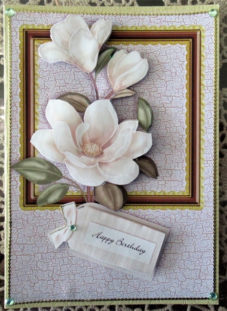 Cream Magnolia Card Front by Wendy De Winter