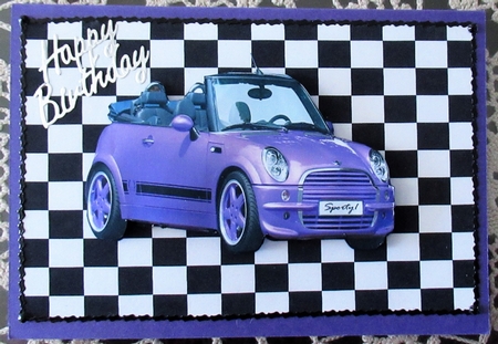 Sporty Purple Car Quick Card with Effective Background by Wendy De Winter