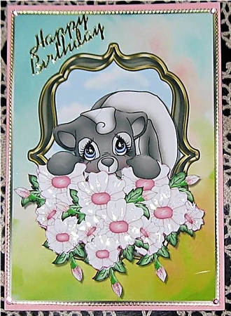Cute Blue Eyes Card Front with Decoupage by Wendy De Winter