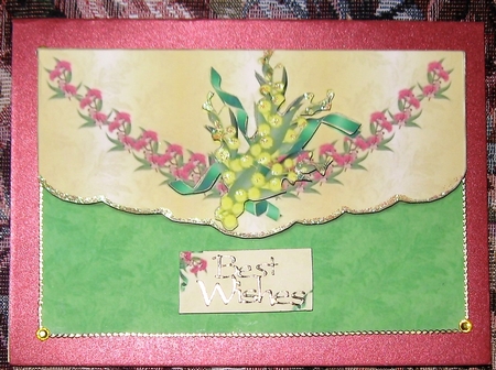Australian Wattle Christmas Envelope Shape Card by Wendy De Winter