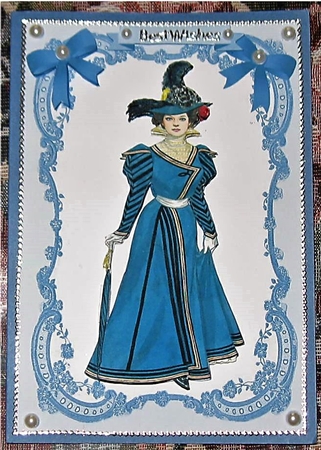Elegant Victorian Ladies on Blue Lace Background by Wendy De Winter