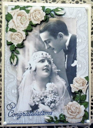 Congratulations on Your Wedding - Vintage + Ivory Roses by Wendy De Winter