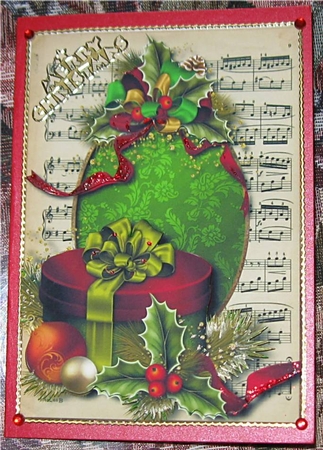 Holly & Sheet Music Christmas - Green by Wendy De Winter