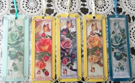 Roses & Butterflly Bookmarks by Wendy De Winter