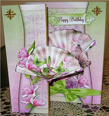 Magnolia Fan and Perfume No Holes Fold Card by Wendy De Winter