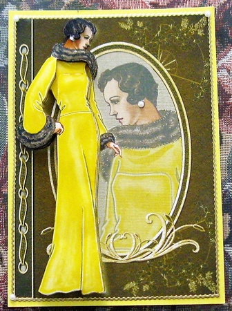 Lemon Fur Trimmed Gown Fashion Reflections Decoupage by Wendy De Winter
