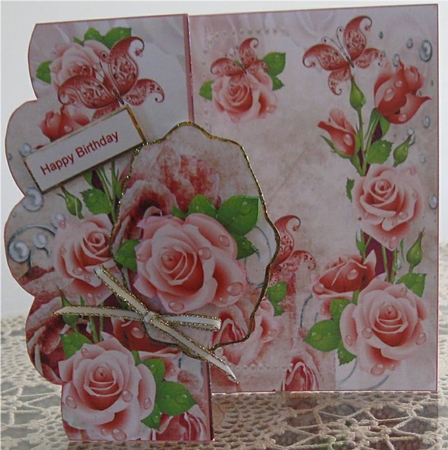 Pink Rose Scallop No Hole Fold Back Card Mini Kit by Wendy De Winter