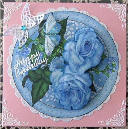 Bleu Vintage Roses Round Topper by Wendy De Winter