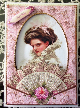 Vintage Beauty with Rose Fan + Extra Frame by Wendy De Winter