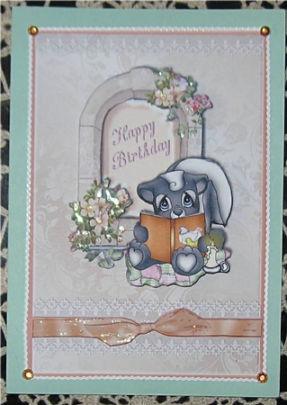 Story Time in Peach A5 Card Front by Wendy De Winter