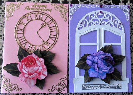 3 D Vintage Roses in Lavender and Pink by Wendy De Winter