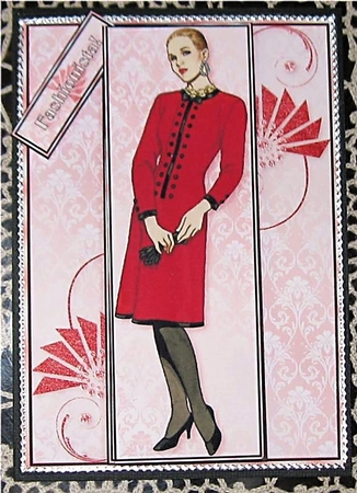 Lady in Red Fashion Panel Bookmark Card by Wendy De Winter