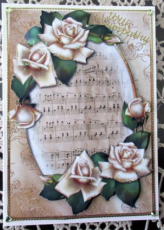 Antique Ivory Roses & Sheet Music + Extra Plaque by Wendy De Winter