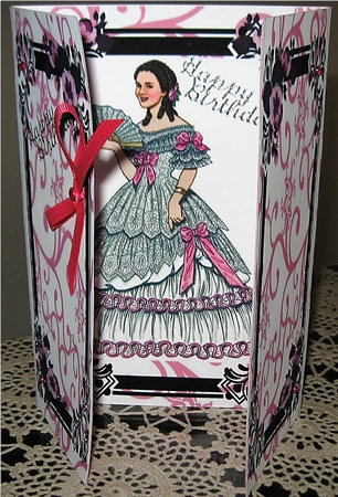Elegant Lady in Pink, Gatefold Card by Wendy De Winter