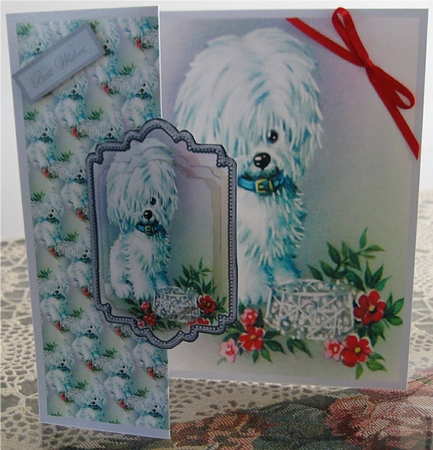Doggy Wishes for You No Hole Fold Back Card by Wendy De Winter