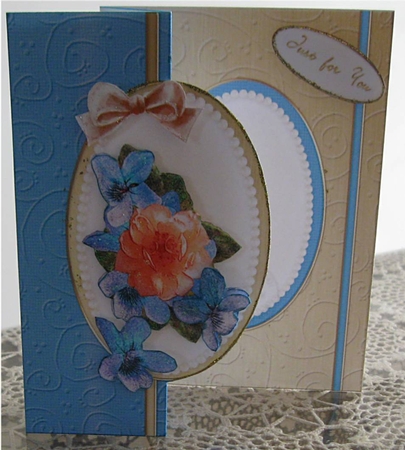 Flowers & Pearls Fold Back Card with Decoupage by Wendy De Winter